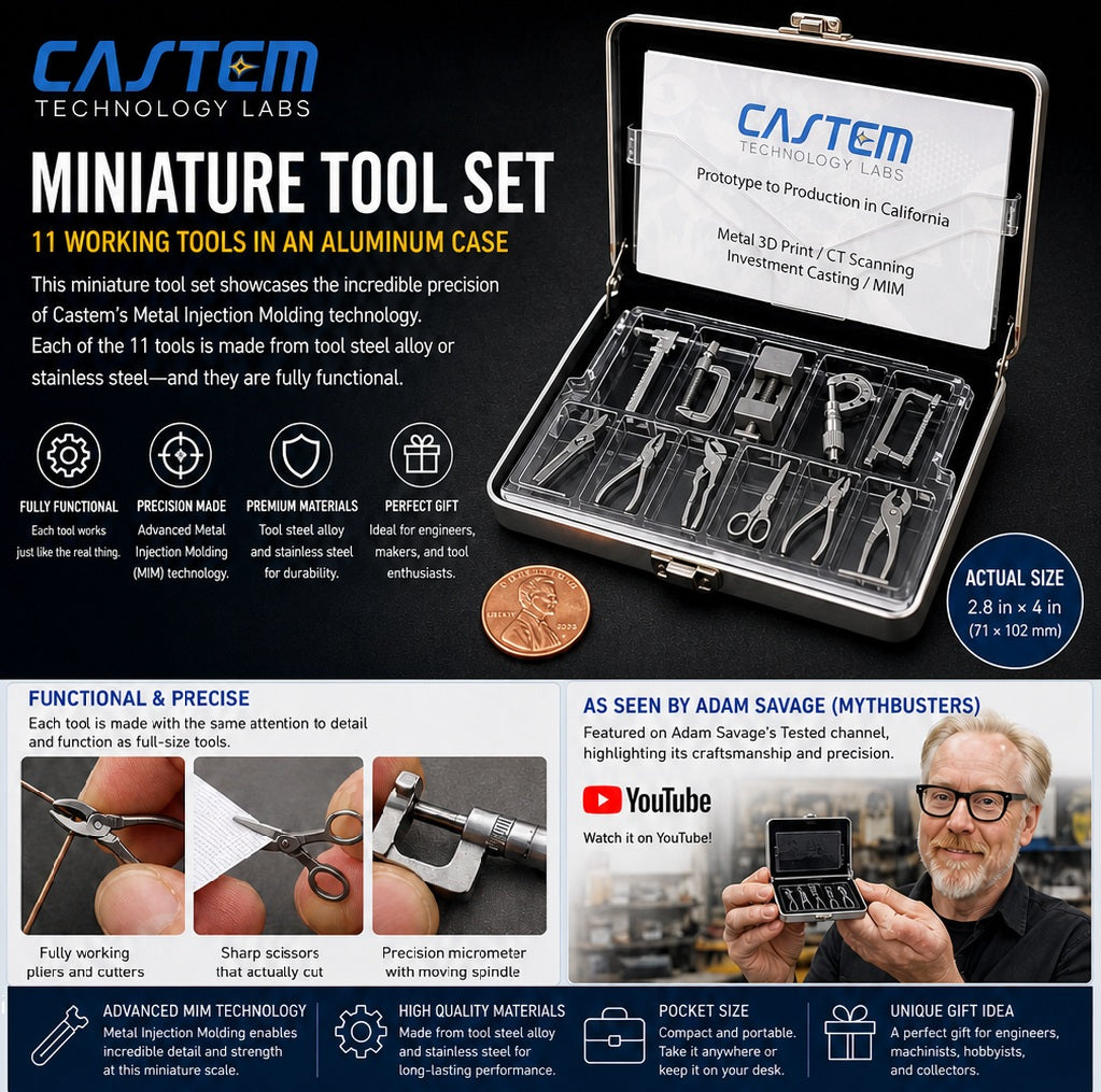Miniature Tool Set: 11 working tools with an Aluminum case