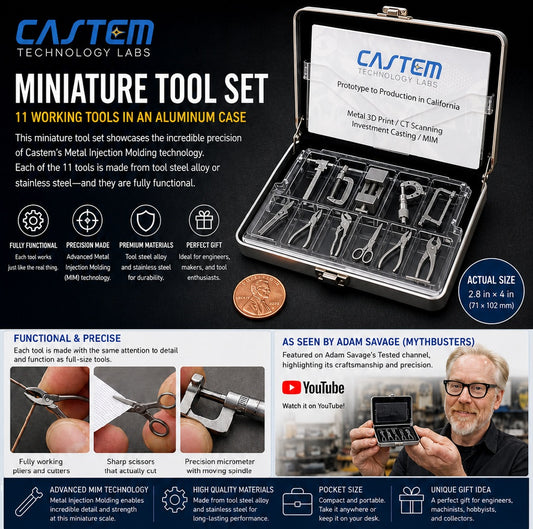 Miniature Tool Set: 11 working tools with an Aluminum case